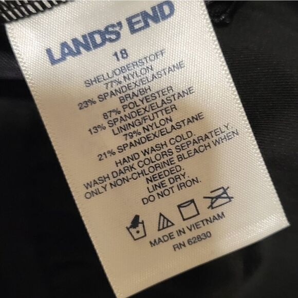 Lands end square neck underwire Tankini Swimsuit Top 18 Black - Picture 4 of 7